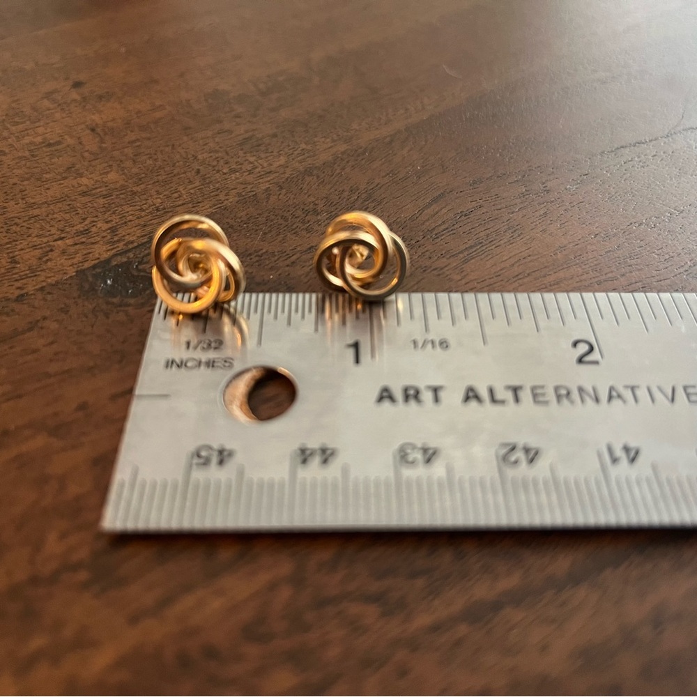 Vintage Gold Knot Stud Earrings View 3